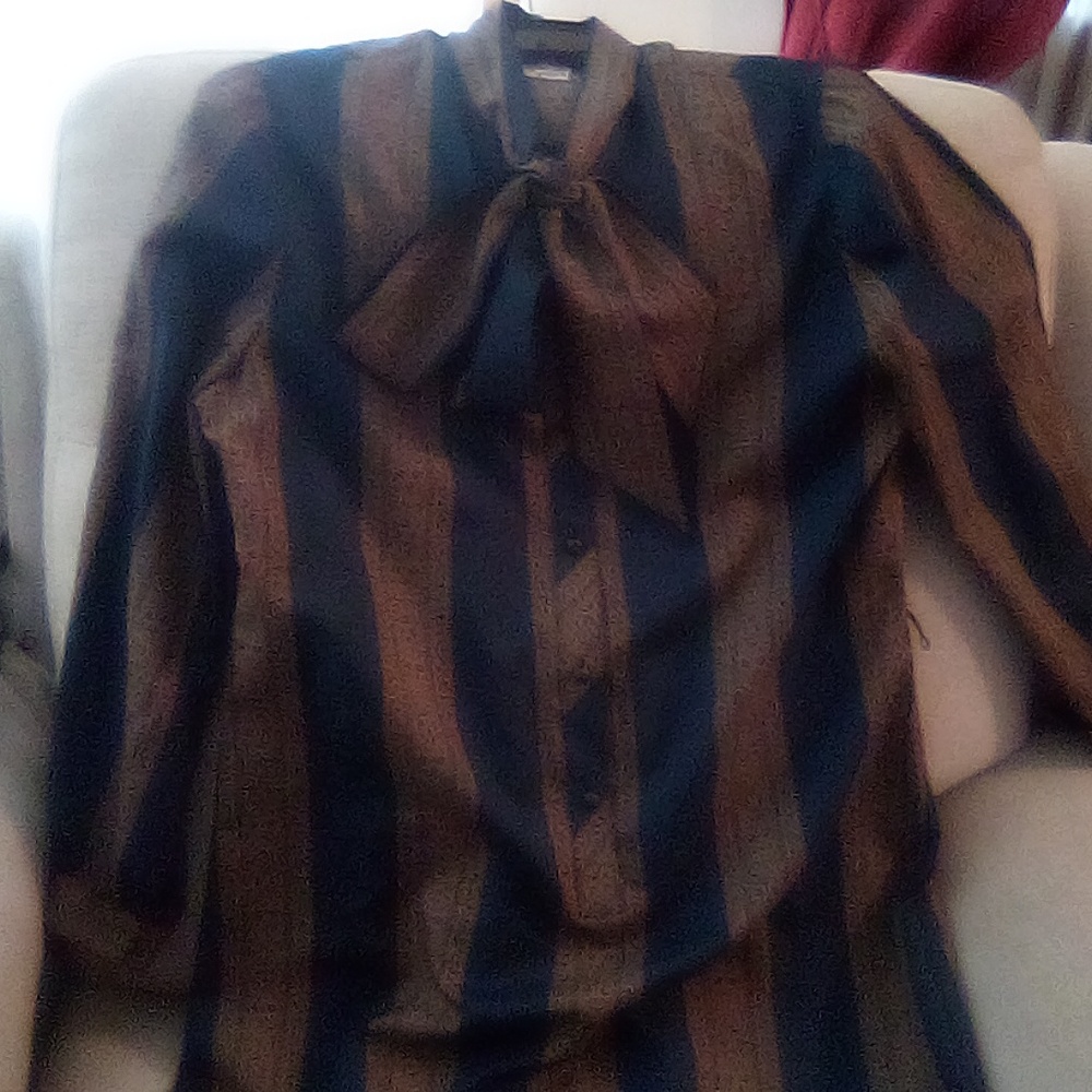 Long Sleeve Striped Tie-Neck Dress in Navy and Olive